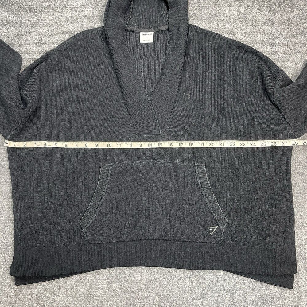 Gymshark Pause Knitwear Sweater Hoodie Womens XL Oversized Ribbed Black - Picture 10 of 12